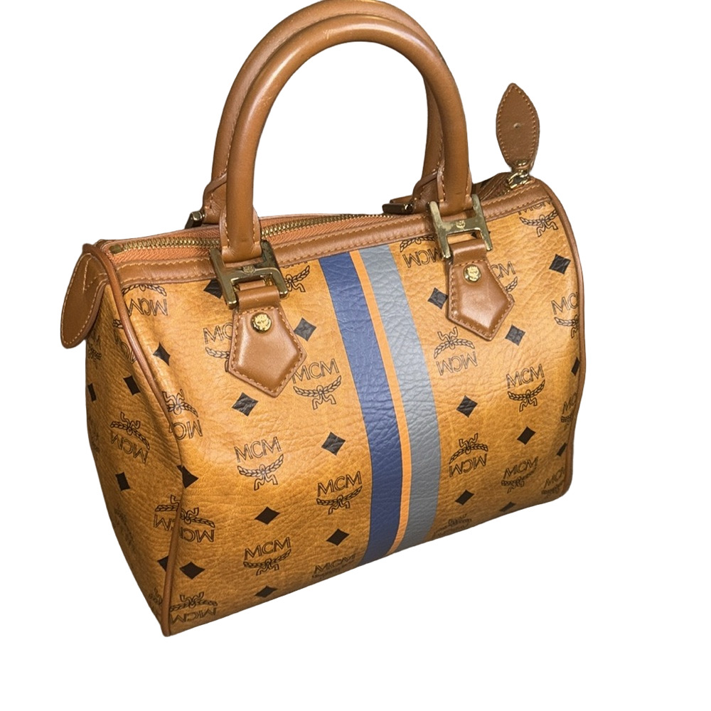 MCM Cognac Boston Bag with Dog Bone Charms - Picture 3 of 11